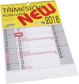 BOBO Kalendář nástěnný tříměsíční NEW 2018