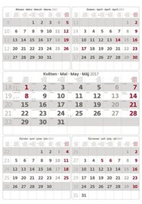 Kalendář nástěnný 2017 - 5měsíční/šedý