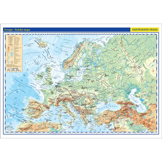 Evropa - příruční fyzická/politická mapa 1:17 mil./42x29,7 cm - neuveden