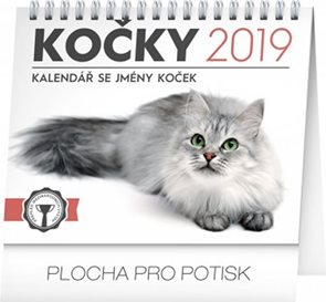 Kalendář stolní 2019  - Kočky – se jmény koček, 16,5 x 13 cm