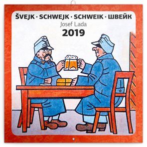 Kalend&#225;ř pozn&#225;mkov&#253; 2019 - Švejk – Josef Lada, 30 x 30 cm