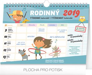 Týdenní rodinný plánovací kalendář 2019 s háčkem, 30 x 21 cm