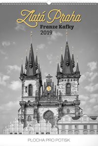 Kalendář nástěnný 2019 - Zlatá Praha Franze Kafky, 48 x 64 cm